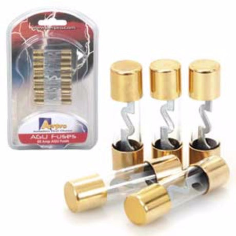 Agu Fuse 40amp Pk5 set of five fuses featuring gold-plated end caps for reliable electrical circuit protection.