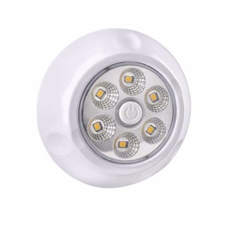 Narva 12/24v LED interior lamp with six bright LEDs, 350° swivel, and 35° tilt, perfect for campers and mobile homes.