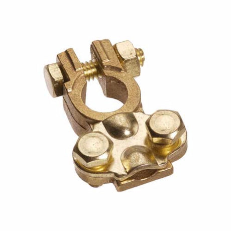 Brass battery terminal for Japanese positive posts, ensuring reliable fit and efficient energy transfer in vehicles.