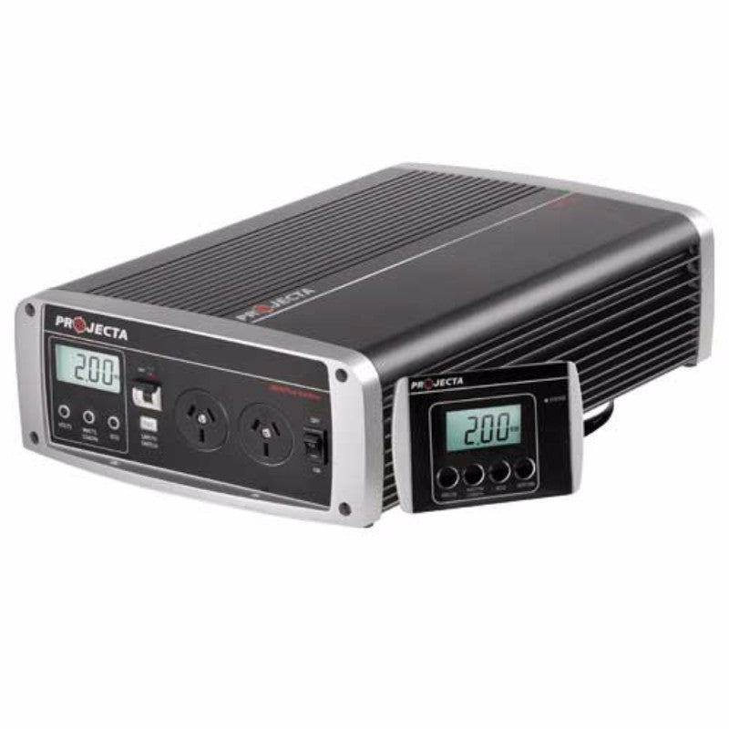 Projecta 12V 2000W Pure Sine Inverter for camping and off-grid use, safely powering sensitive electronics with reliable performance.