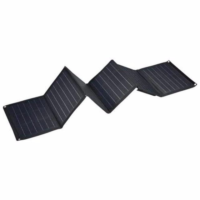 Lightweight 120w folding solar panel kit for off-grid power during camping and outdoor activities.