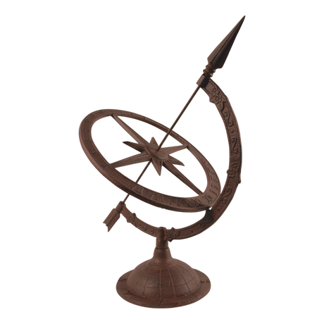 Large cast iron sundial with intricate hour indicators, perfect for enhancing any garden or outdoor space.