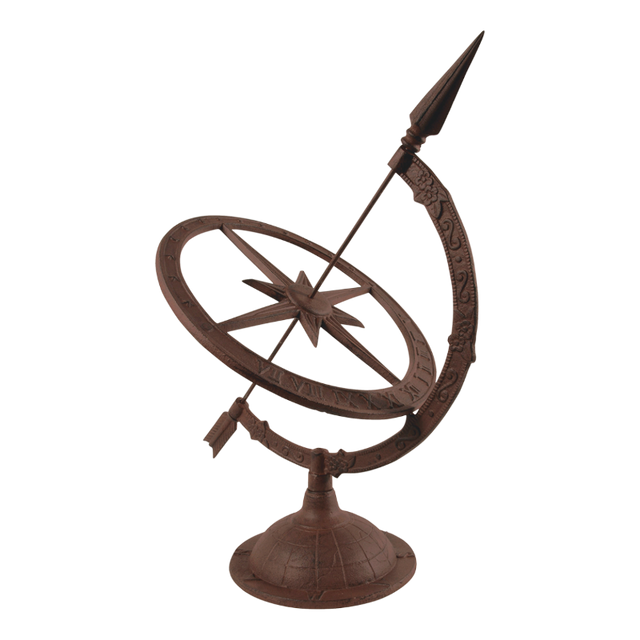 Large cast iron sundial with intricate hour indicators, perfect for enhancing any garden or outdoor space.