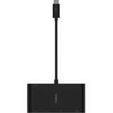 Belkin USB-C Multimedia + Charge Adapter showcasing 5 ports for versatile connectivity, including 4K HDMI and 100W power delivery.