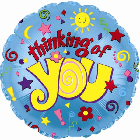 Colorful 17" foil balloon featuring cheerful suns and stars, perfect for heartfelt messages and celebrations.