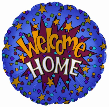 17" foil helium balloon with "Welcome Home" inscription, perfect for cheerful homecoming celebrations and gatherings.