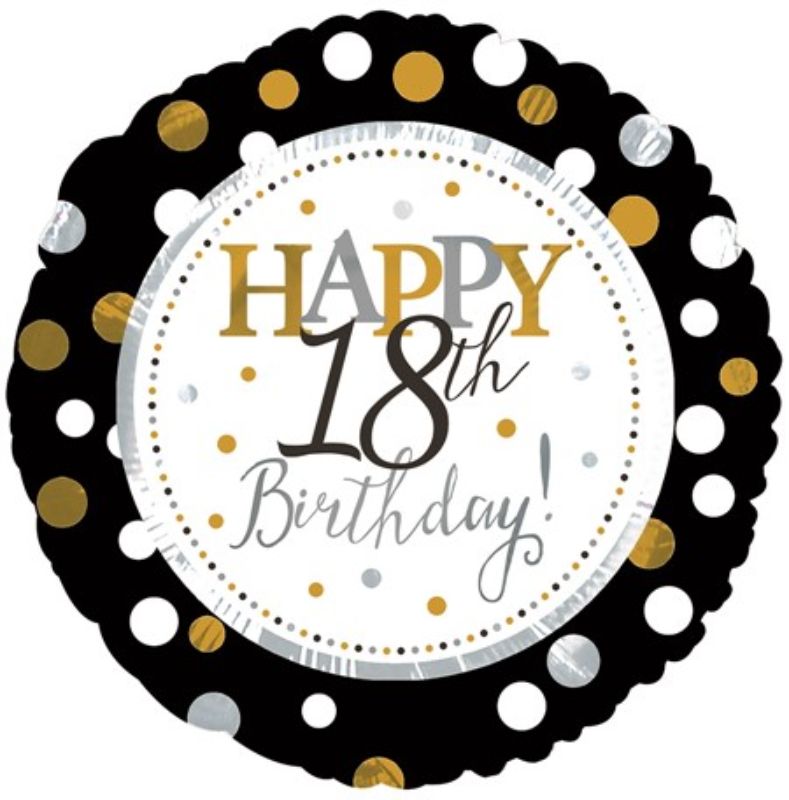 Bright 17" foil balloon with "Happy 18th Birthday" design, perfect for festive celebrations and memorable moments.