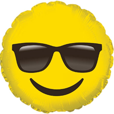 Air-filled 9-inch balloon featuring a fun emoticon with sunglasses, perfect for adding joy to celebrations and decor.