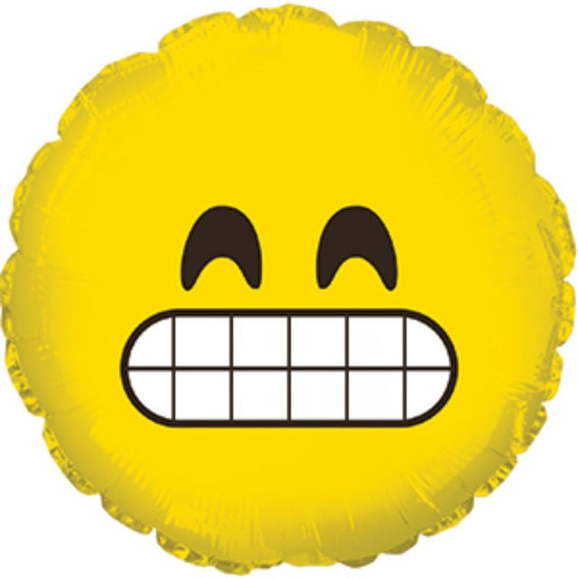 Air-filled 9-inch Emoticon Smile Grin balloon, perfect for parties and celebrations, adds joy and charm to any event.