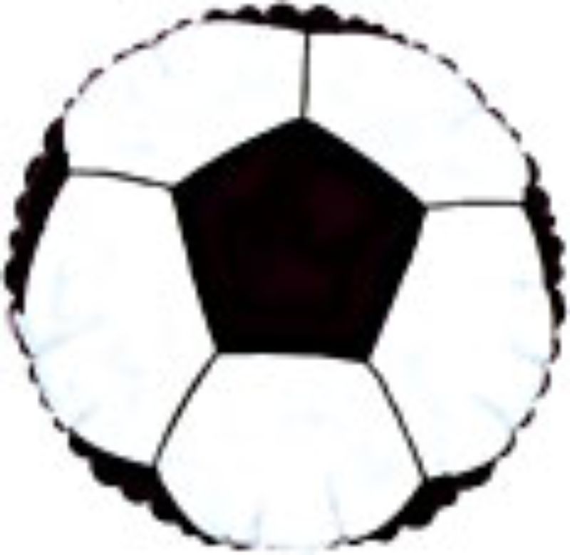 Air-filled 9" soccer ball balloon, perfect for soccer-themed parties and celebrations, featuring a vibrant design and durable material.