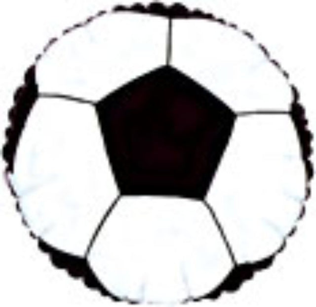 Air-filled 9" soccer ball balloon, perfect for soccer-themed parties and celebrations, featuring a vibrant design and durable material.