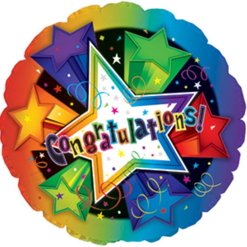 Colorful air-filled balloon with 3D star design, perfect for celebrations like birthdays and graduations, 9 inches wide.