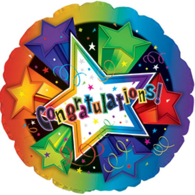 Colorful air-filled balloon with 3D star design, perfect for celebrations like birthdays and graduations, 9 inches wide.