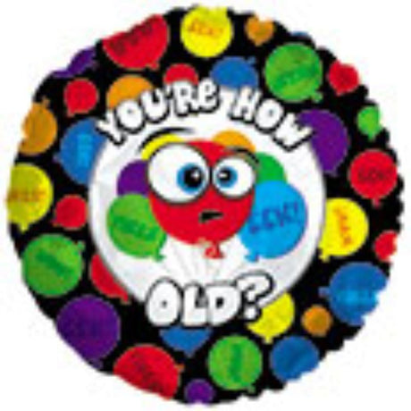 Vibrant 9" air-filled balloon celebrating age, perfect for birthday parties with included cup and stick for display.