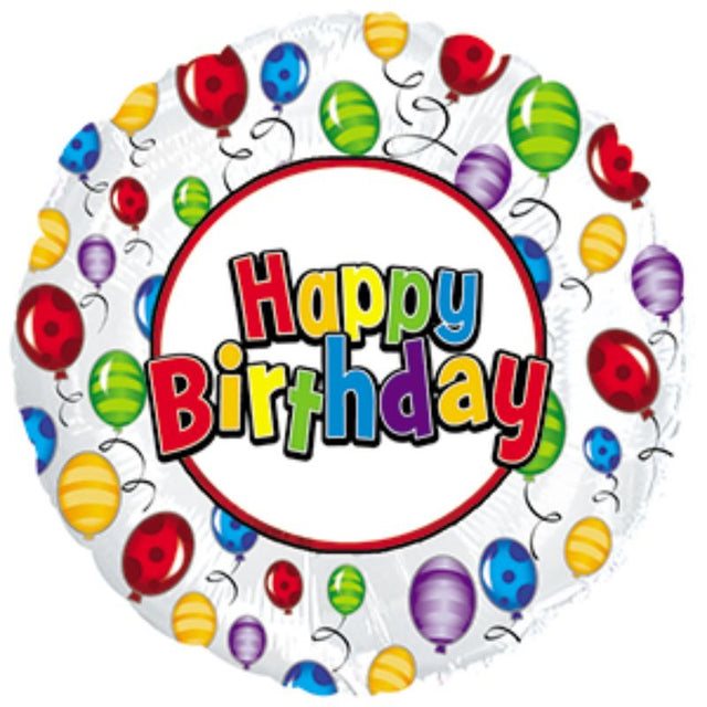 Vibrant 9" air-filled birthday balloon with 'Happy Birthday' design, perfect for festive party decoration and balloon releases.