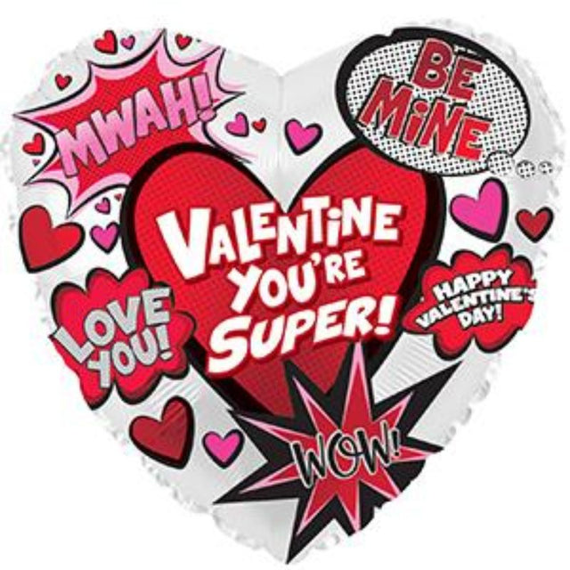 Vibrant 17-inch Valentine's Day graphic Superloon balloon, perfect for romantic celebrations and festivities.