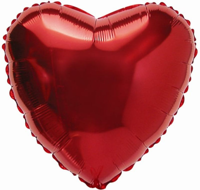 Vibrant 9-inch red heart balloon, perfect for romantic celebrations and party decorations, includes cup and stick.