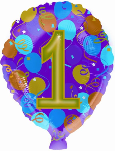Vibrant 17" latex number 1 balloon, perfect for birthdays and celebrations; safe, lightweight, and retains helium well.