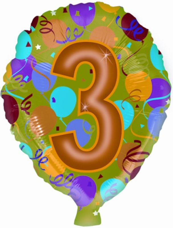 Vibrant 17" foil number 3 balloon in latex, perfect for celebrations, easy to inflate, and ideal for memorable decor.