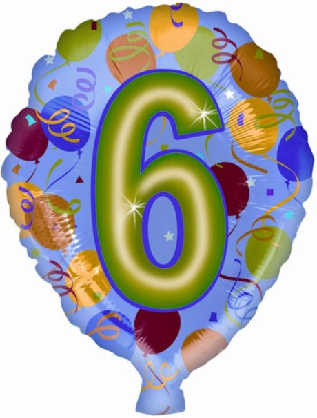 Vibrant 17-inch foil/latex balloon shaped like the number 6, perfect for festive celebrations and events.