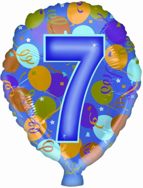 Vibrant 17" number 7 latex balloon, perfect for celebrations like birthdays and graduations, adds festive flair.