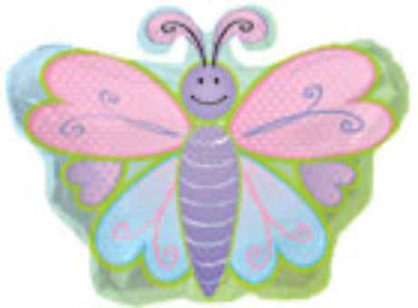 Colorful 12-inch air-filled balloon featuring a butterfly and polka dots, perfect for festive celebrations and decorations.