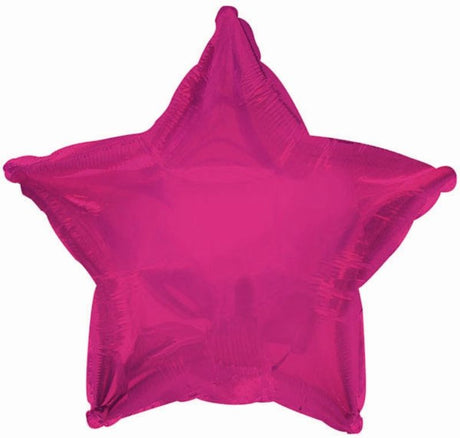 Air-filled 9-inch hot pink star balloon with cup and stick, perfect for vibrant party decor and celebrations.
