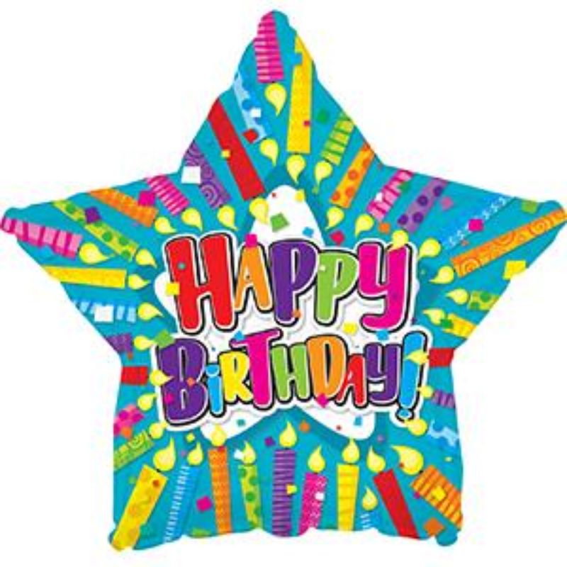 Vibrant 9-inch air-filled balloon featuring colorful birthday candles, perfect for any birthday party celebration.