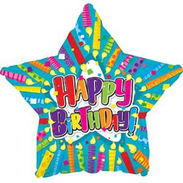 Vibrant 9-inch air-filled balloon featuring colorful birthday candles, perfect for any birthday party celebration.