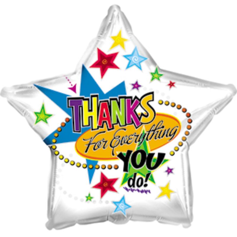 Air-filled 9" balloon with "Thanks For Everything You Do" message, perfect for expressing gratitude and brightening any occasion.