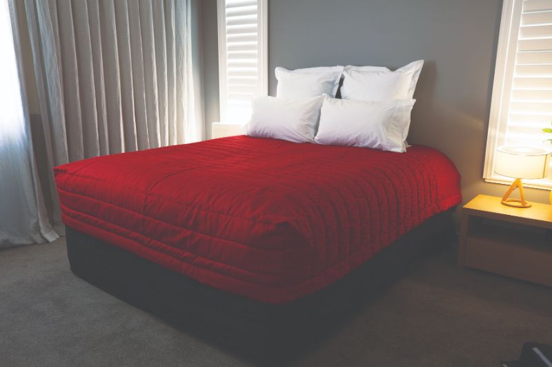 Luxurious ruby cover sheet by DreamTicket, crease-proof and double-sided design, dimensions 197 x 244 cm, ideal for elegant bedding.