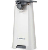 Kenwood Can Opener CAP70AOWH with lid magnet, removable parts, bottle opener, knife sharpener, and 70W motor for easy can opening.