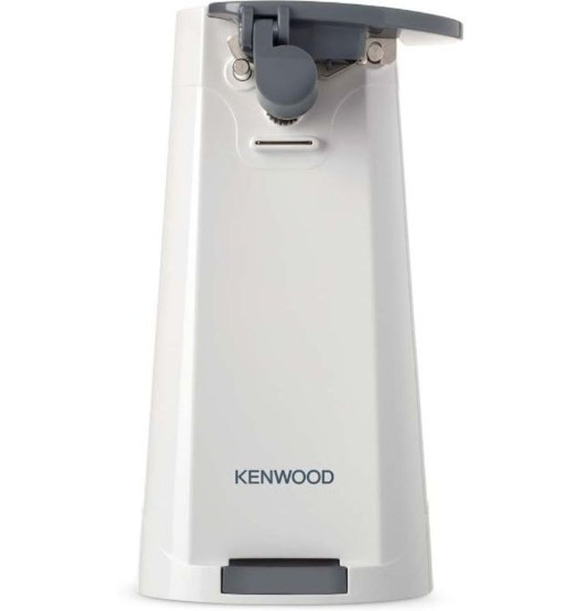 Kenwood Can Opener with lid magnet, removable parts, bottle opener, and knife sharpener for versatile kitchen use.