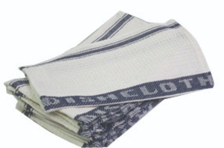 Blue striped cotton dish cloths with waffle weave for scrubbing, 50 x 34 x 36cm, eco-friendly and stylish kitchen essential.