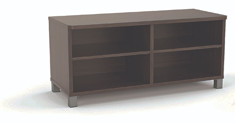 Dark oak TV cabinet with metal feet, adjustable shelves, and sleek design, suitable for TVs up to 55 inches.