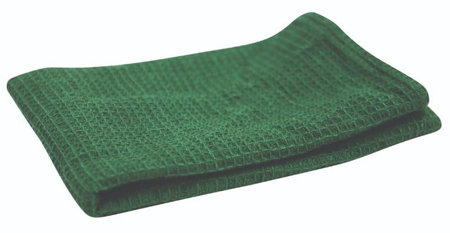 Vibrant green 35cm cotton dish cloth, highly absorbent, soft, durable, and eco-friendly for effective kitchen cleaning.