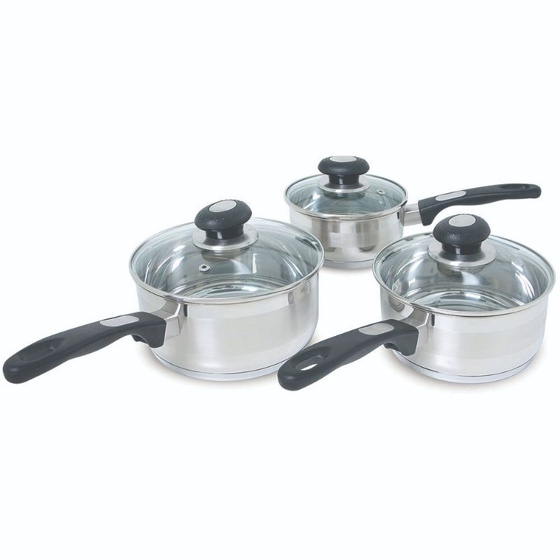 Stainless steel 18cm saucepan for even heat distribution, ideal for sauces and soups, featuring an ergonomic handle and dishwasher safe.