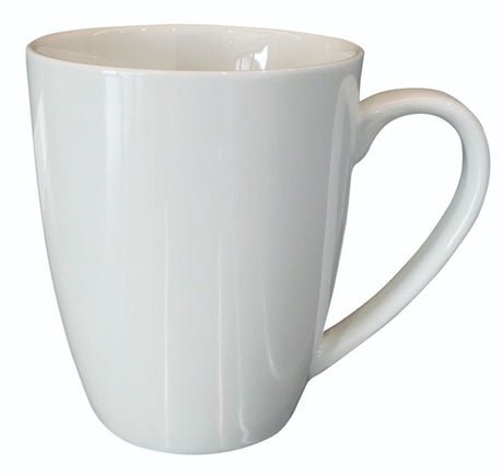 Set of 12 Royal Porcelain 370ml curve taper coffee mugs, designed for stylish coffee service.