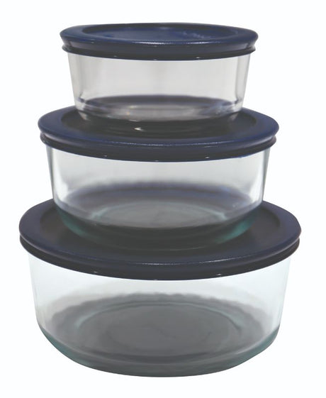 Clear glass Round Bowl with Lid by Pyrex, 1.65L, perfect for food storage, meal prep, and elegant serving.