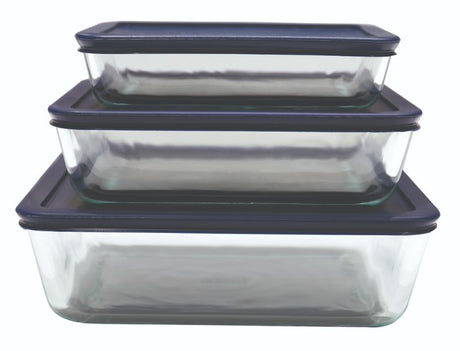 Rectangle Pyrex bowl with airtight lid, 750ml, perfect for food storage and meal prep, made from durable, BPA-free glass.