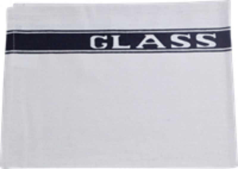 Premium white glass cleaning cloth with blue stripe, 68cm, perfect for streak-free cleaning of delicate surfaces.