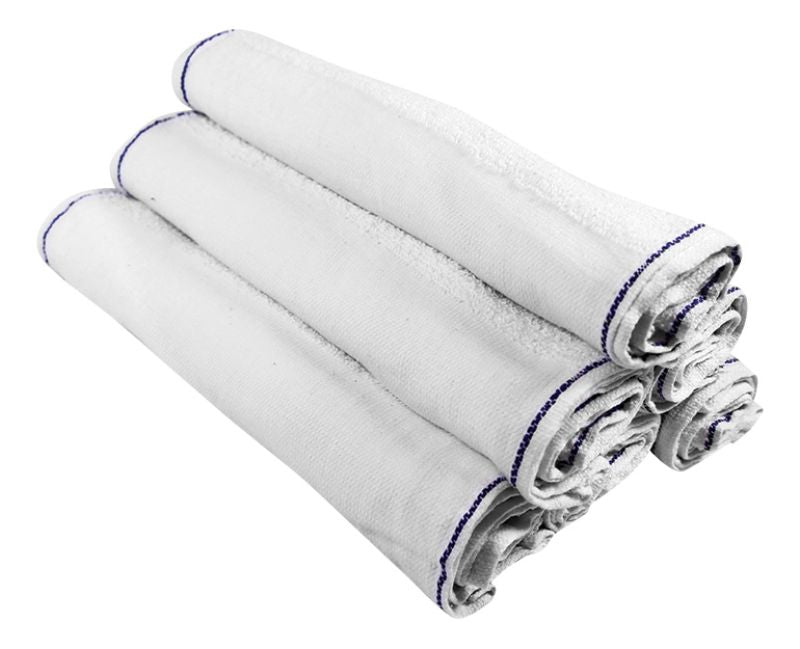 Commercial Barbers Towel (white with Blue Trim)