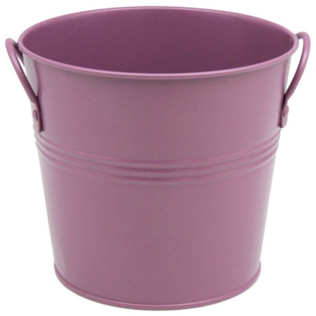 Plum metal bucket with two handles, 18cm diameter, perfect for storage, plants, or as an ice bucket, stylish and versatile.