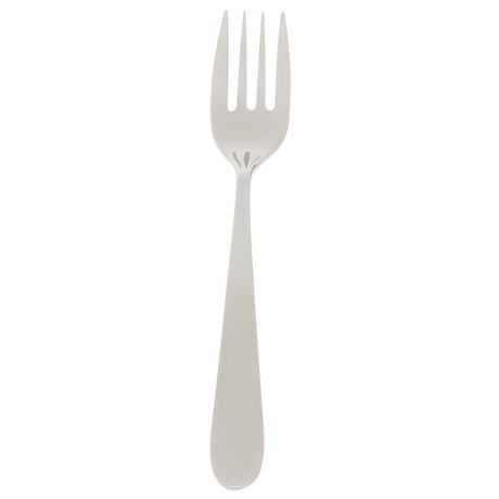 Elegant stainless steel fruit fork with mirror-polished finish and embossed frame, perfect for all dining occasions.