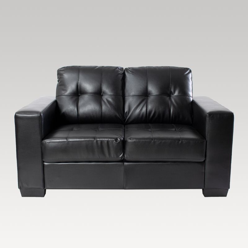 Sleek Jeri 2 Seater Bonded Leather Sofa in black, featuring a durable frame and comfortable high-density foam cushions.