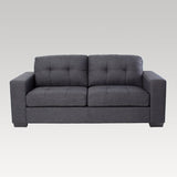 Jeri 2.5 Seater Fabric Sofa Bed in black PU, stylish and functional, perfect for living space and accommodating guests.