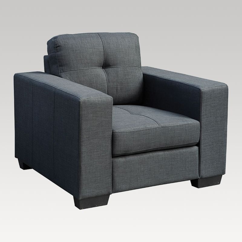 Modern black fabric chair with supportive foam cushions and durable PU upholstery, perfect for any living space.