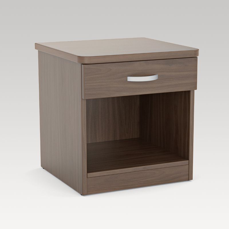 Elegant dark oak bedside cabinet with ball bearing drawers for easy storage, perfect for organizing bedroom essentials.