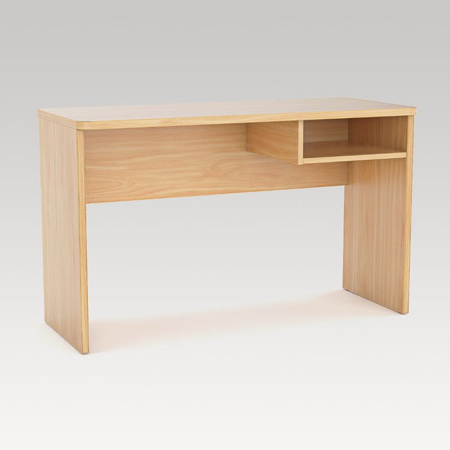 Bristol Desk in Tawa, stylish and ergonomic with a laptop shelf, available in 125cm and 155cm sizes.