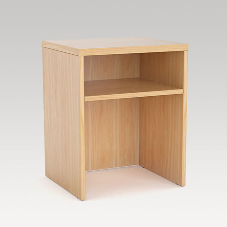 Bristol Odyssey Bedside Table in Tawa, featuring adjustable shelves and elegant design for functional bedroom storage.